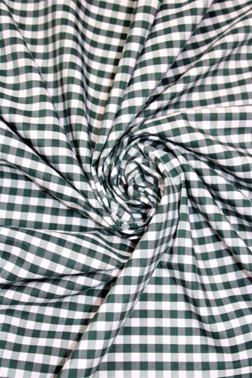 1 Yard Hunter Green 1/8″ Gingham Checkered Poly Cotton Fabric Classic Non-Stretch 58/59 Inch Wide